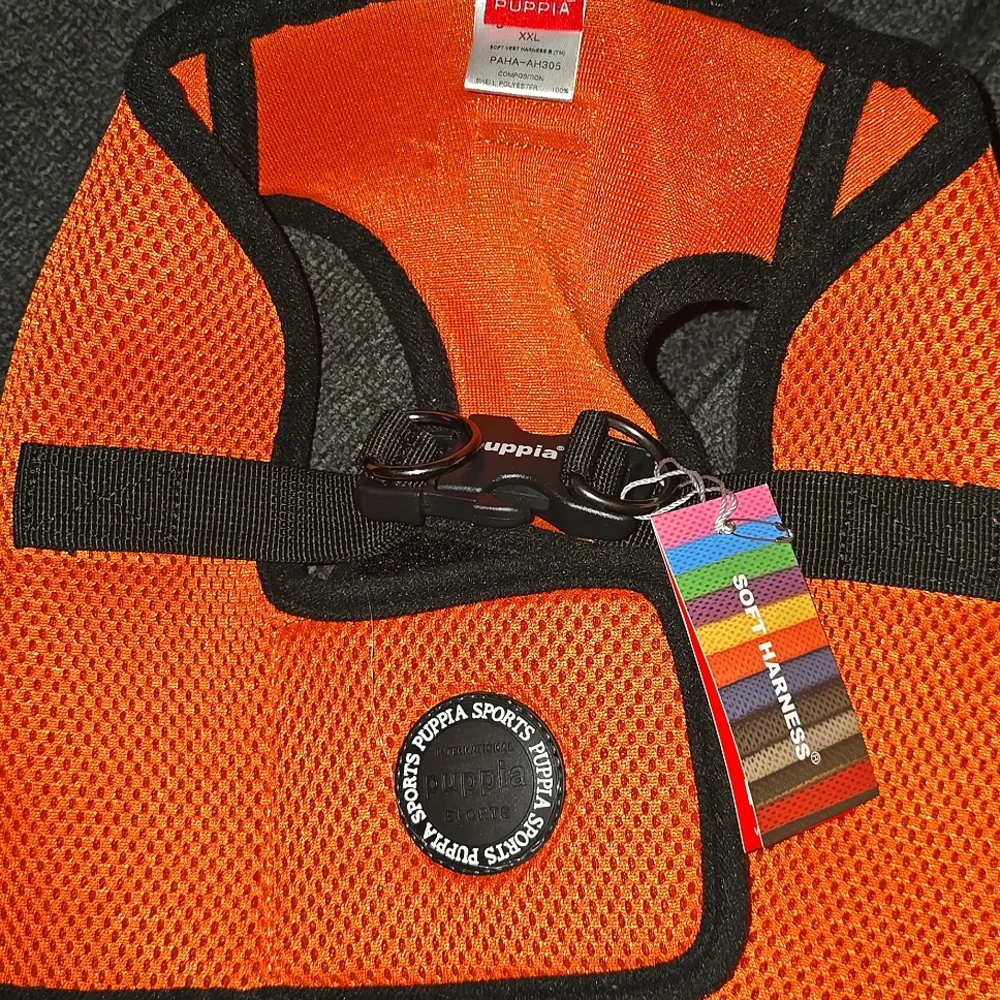 Puppia Soft Step-in Vest Harness for Dogs In Og Orange